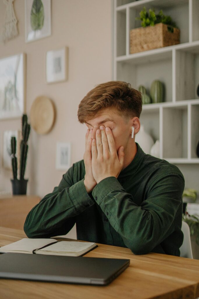 Frustrated man looking for a job